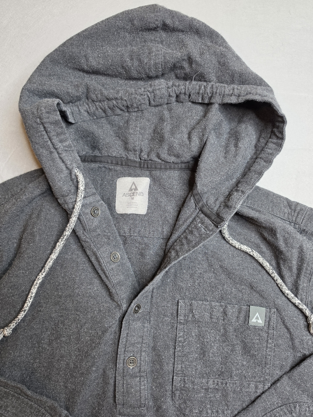 Ascend Men’s Hooded Button Pullover Jacket - Charcoal Gray